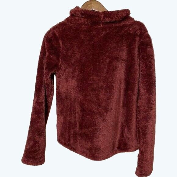 Joy Lab Shirt Womens Small Plush Burgundy Cozy Fuzzy Fleece Pullover - Picture 7 of 7